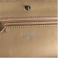 Classic Wallet on Chain A33814 Lambskin Beige Silver Metal B