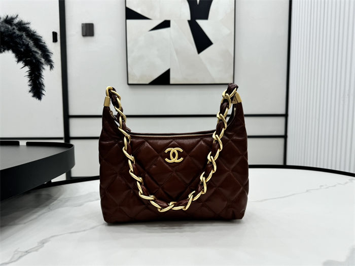 Chanel Hobo Handbag AS4912 Shiny Lambskin & Gold Metal A