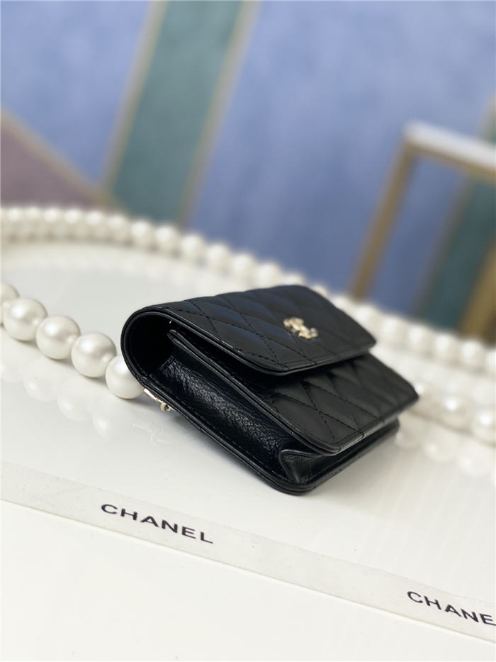 Chanel Wallet on Chain Imitation Pearls Black High