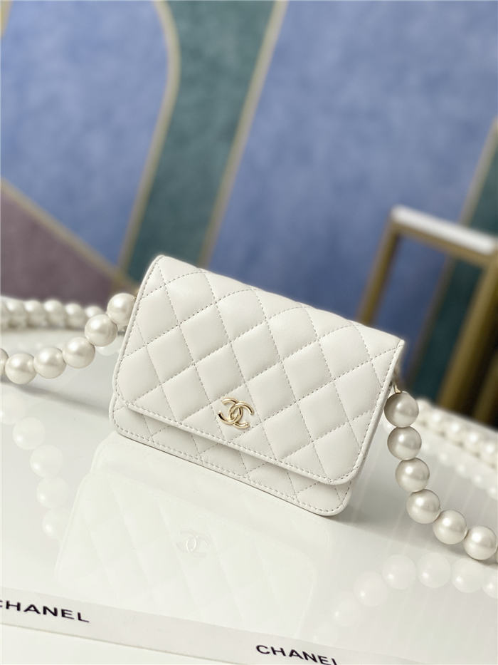 Chanel Wallet on Chain Imitation Pearls White High