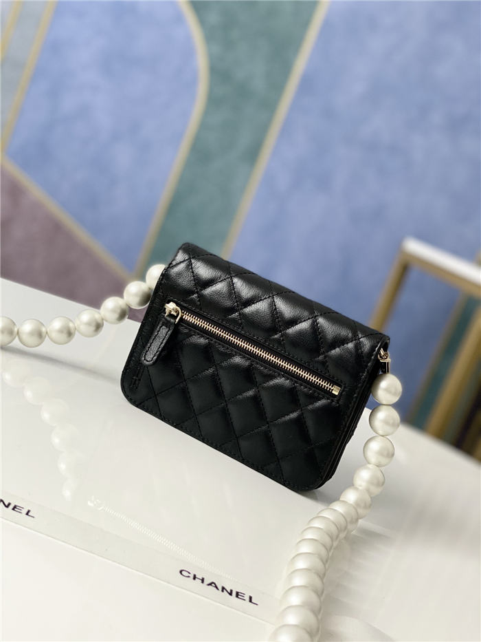 Chanel Wallet on Chain Imitation Pearls Black High