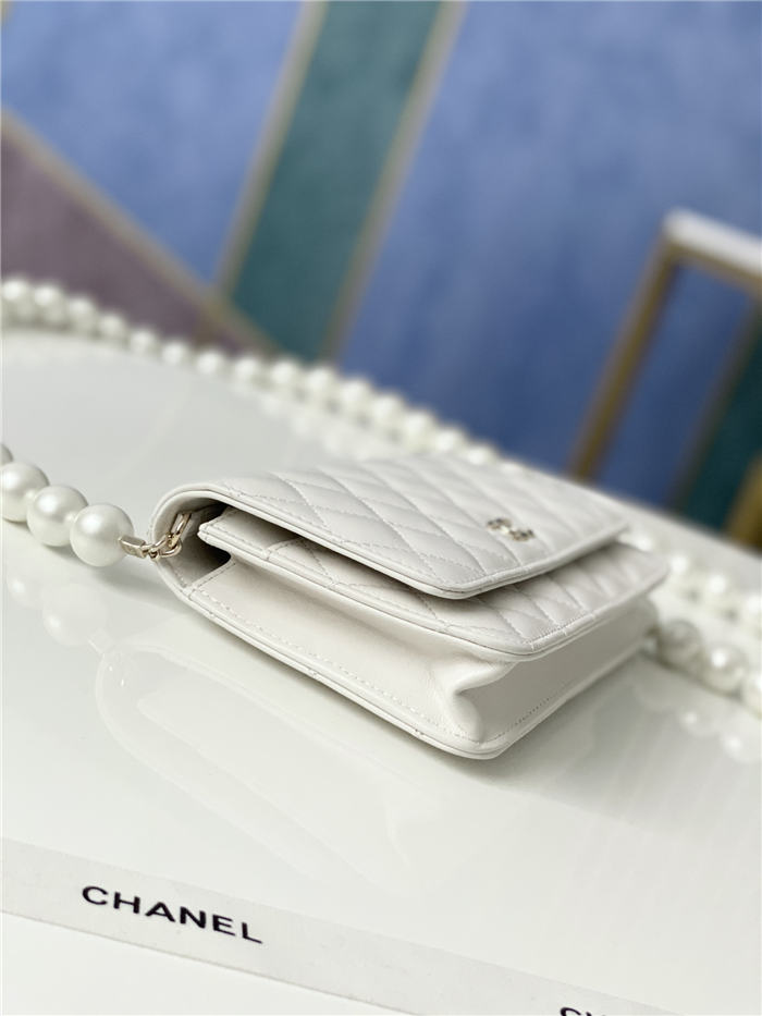 Chanel Wallet on Chain Imitation Pearls White High