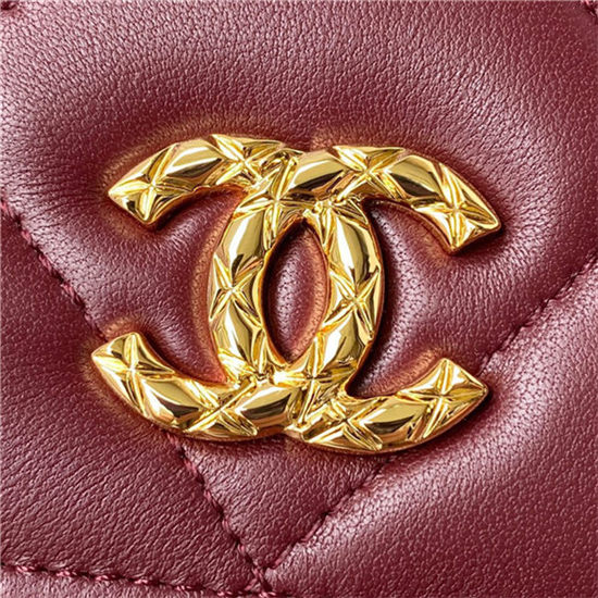 Chanel WALLET ON CHAIN Shiny Lambskin & Gold-Tone Metal Wine A