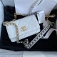 Chanel 19 WALLET ON CHAIN Shiny Lambskin Gold/Silver-Tone & Ruthenium-Finish Metal White A