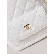 Chanel Mini Backpack Lambskin Gold-Tone Metal AP3753 White High