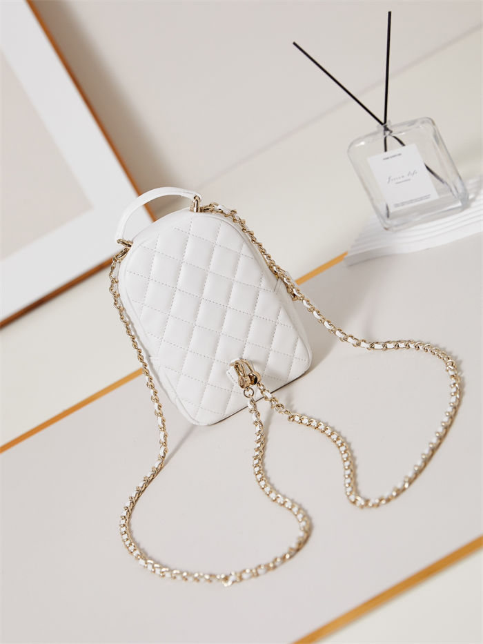 Chanel Mini Backpack Lambskin Gold-Tone Metal AP3753 White High