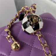 Mini FLAP BAG Lambskin Gold-Metal AS1787 Purple Football A