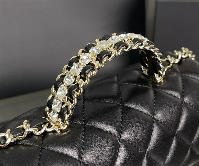 Chanel MINI FLAP BAG With Top Diamond Handle Lambskin & Gold-Tone Metal AS4140 Black High