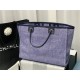 SHOPPING BAG Mixed Fibers & Silver-Tone Metal Blue High