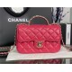 Chanel MINI FLAP BAG With Top Diamond Handle Lambskin & Gold-Tone Metal AS4140 Fuchsia High