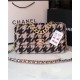 Large Chanel 19 Flap Bag Tweed Gold-Tone Houndstooth Black-Beige High