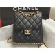 Chanel CHAIN BACKPACK Grained Calfskin & Gold-Tone Metal AS4490 Black A