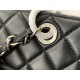 SHOPPING BAG 50995 Lambskin Silver-Tone Metal Black High