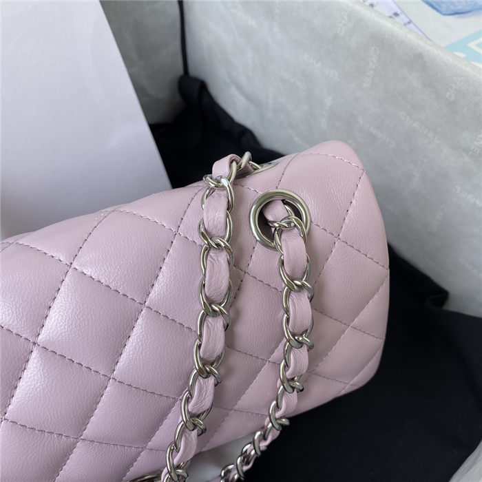 Small CLASSIC HANDBAG Lambskin Silver Metal Pink A