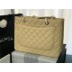 SHOPPING BAG 50995 Grained Calfskin Gold-Tone Metal Beige High