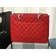 SHOPPING BAG 50995 Grained Calfskin Silver-Tone Metal Red High