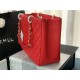 SHOPPING BAG 50995 Grained Calfskin Gold-Tone Metal Red High