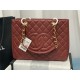 SHOPPING BAG 50995 Grained Calfskin Gold-Tone Metal Burgundy High