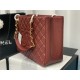 SHOPPING BAG 50995 Grained Calfskin Gold-Tone Metal Burgundy High