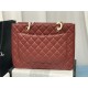 SHOPPING BAG 50995 Grained Calfskin Gold-Tone Metal Burgundy High