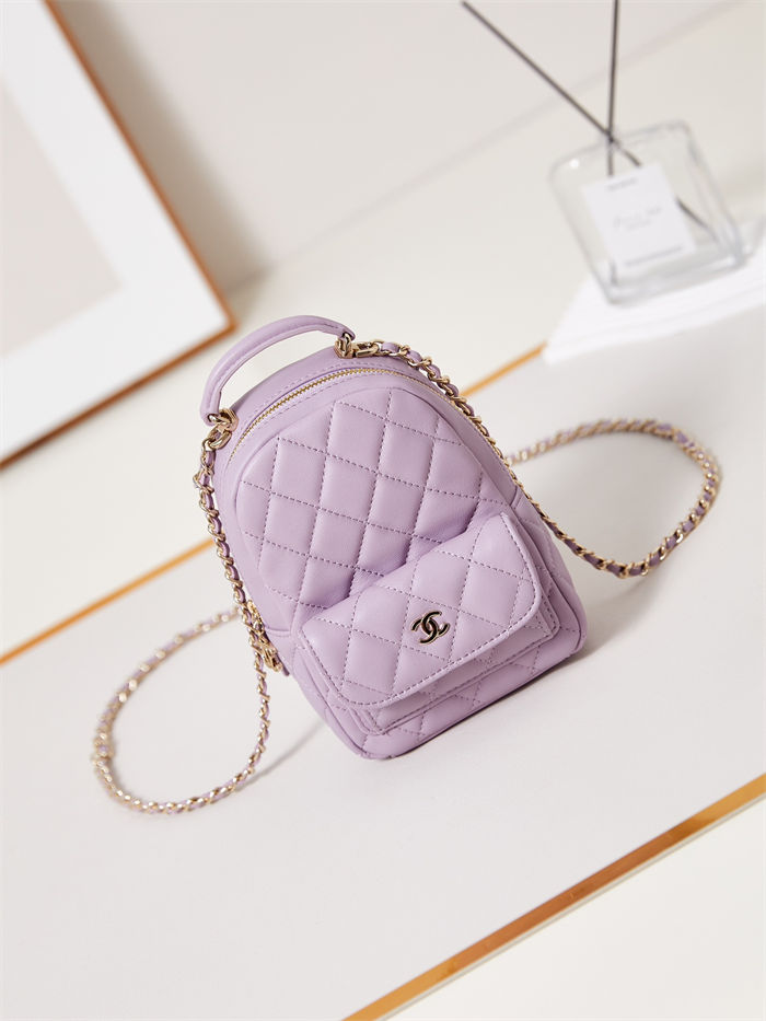 Chanel Mini Backpack Lambskin Gold-Tone Metal AP3753 Lilac High