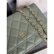 Classic Wallet on Chain AP0250 Grained Calfskin Green Gold Metal B