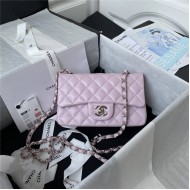 Mini CLASSIC HANDBAG Lambskin Silver Metal Pink A