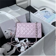 Mini CLASSIC HANDBAG Lambskin Silver Metal Pink A