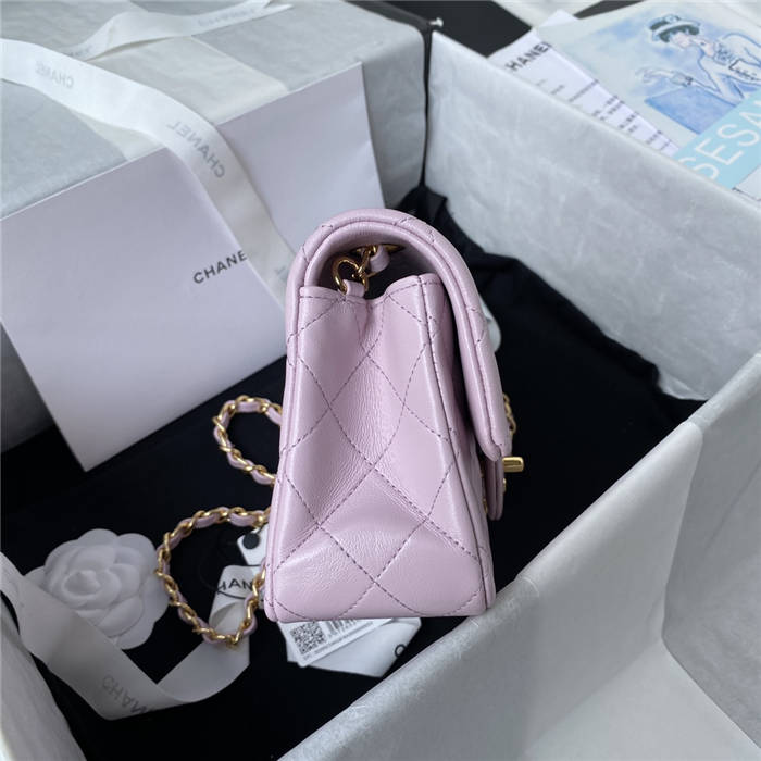 Mini CLASSIC HANDBAG Lambskin Gold Metal Pink A