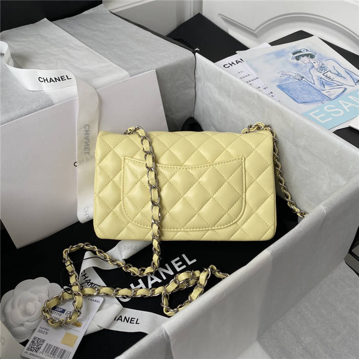 Mini CLASSIC HANDBAG Lambskin Silver Metal Yellow A