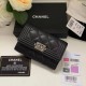 BOY Chanel CARD HOLDER Lambskin & Anti Silver-Tone Metal Black High