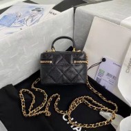 Chanel Small Vanity with Chain Grained Calfskin & Gold-Tone Metal Black High