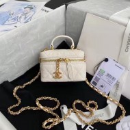 Chanel Small Vanity with Chain Grained Calfskin & Gold-Tone Metal White High