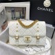 Chanel FLAP BAG Aged Calfskin & Gold-Tone Metal AS2696 White High