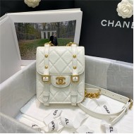 Chanel MINI FLAP BAG Aged Calfskin & Gold-Tone Metal AS2695 White High