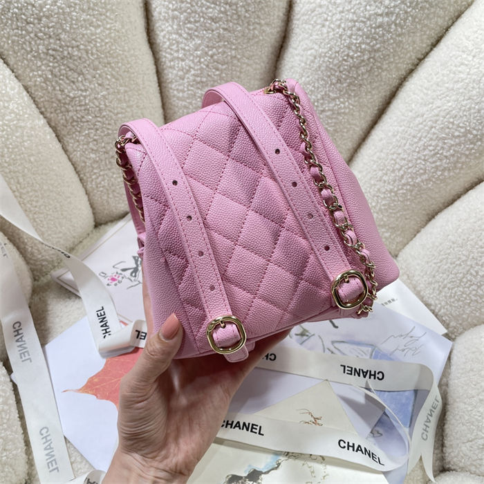 Chanel SMALL BACKPACK AS3787 Grained Shiny Calfskin & Gold-Tone Metal Pink A