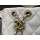 Chanel BUCKET BAG Lambskin Imitation Pearls & Gold-Tone Metal AS2608 White High