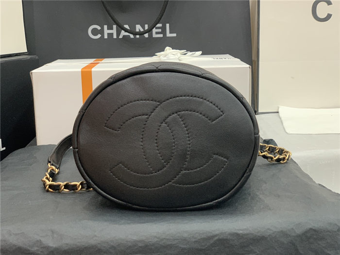 Chanel BUCKET BAG Lambskin Imitation Pearls & Gold-Tone Metal AS2608 Black High