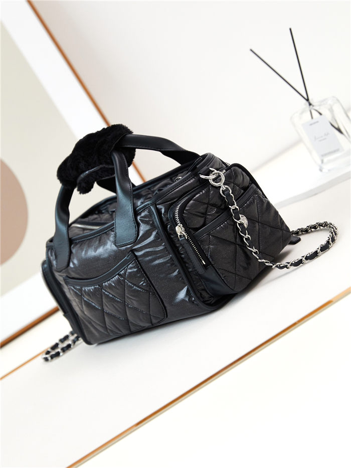 Chanel BOWLING BAG Nylon & Silver-Tone Metal AS4364 Black A