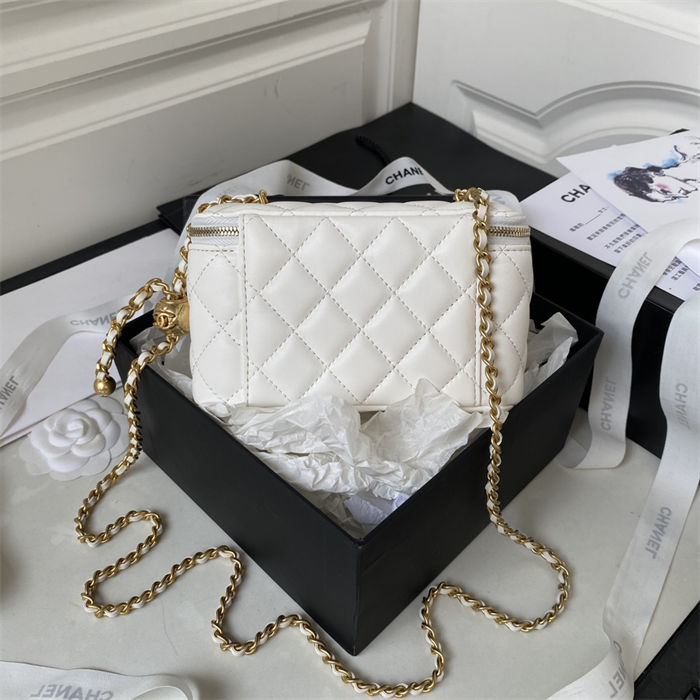 Chanel Vanity with Chain AP2303 Lambskin Gold Metal White High