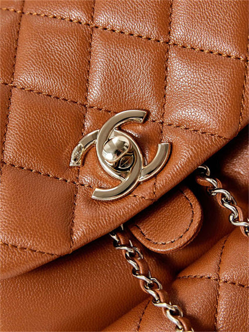 Chanel Duma Backpack 2908 Lambskin Gold-Tone Metal Caramel A