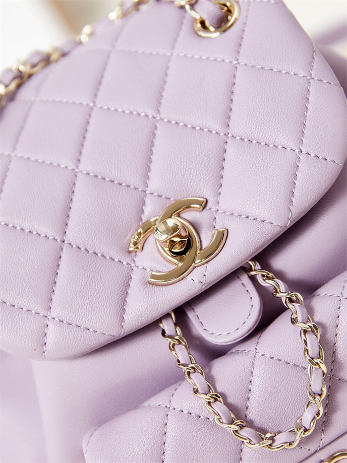 Chanel Duma Backpack 2908 Lambskin Gold-Tone Metal Lilac A