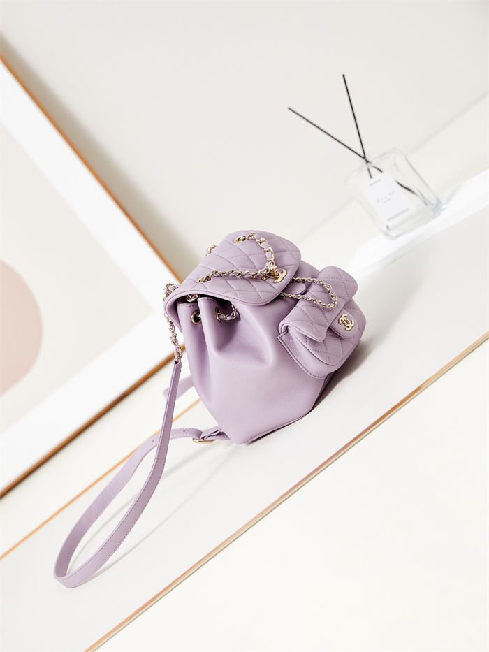 Chanel Duma Backpack 2908 Lambskin Gold-Tone Metal Lilac A