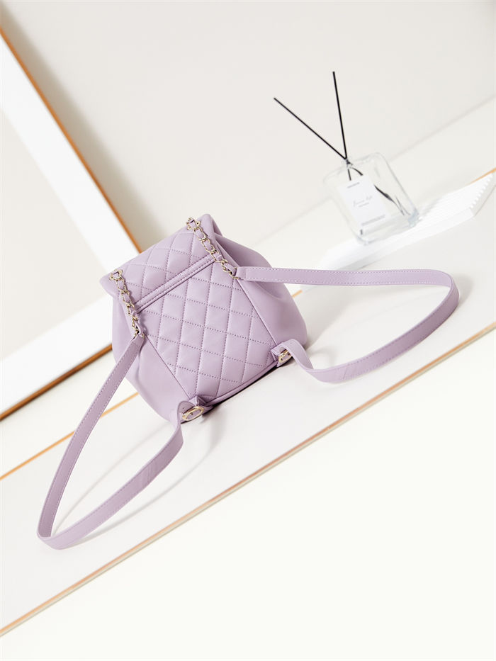 Chanel Duma Backpack 2908 Lambskin Gold-Tone Metal Lilac A