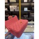 MINI FLAP BAG WITH TOP HANDLE AS2431 Grained Calfskin & Gold-Tone Metal Rose Red High