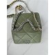 Chanel 19 WALLET ON CHAIN-A Shiny Lambskin, Gold/Silver-Tone & Ruthenium-Finish Metal Green A