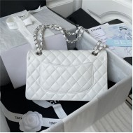 Medium CLASSIC HANDBAG Lambskin White Silver Metal A