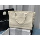 SHOPPING BAG Mixed Fibers & Silver-Tone Metal Beige High