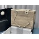 SHOPPING BAG Mixed Fibers & Silver-Tone Metal Khaki High