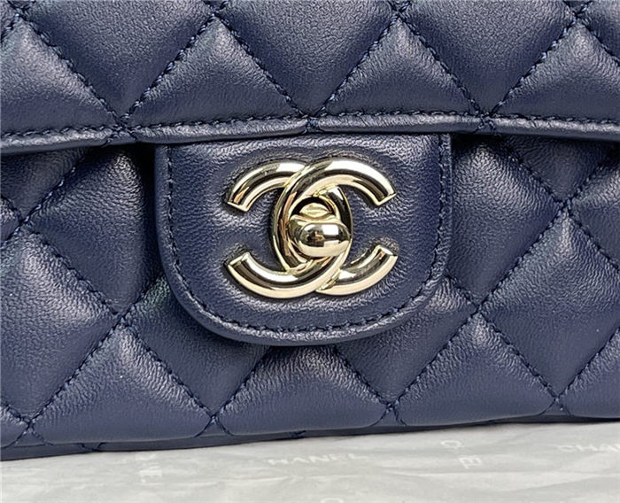 Chanel SMALL FLAP BAG With Top Diamond Handle Lambskin & Gold-Tone Metal AS4141 Navy High